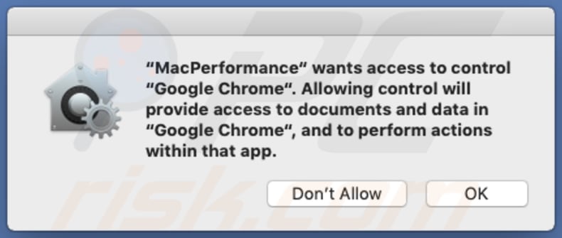 MacPerformance queriendo acceder a Chrome y controlarlo