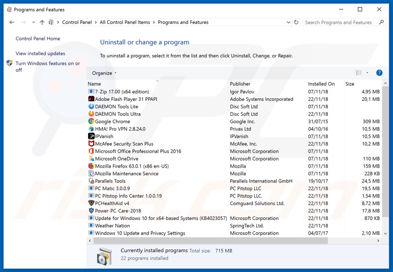 Desinstalación del secuestrador del navegador encryptedsearch.org a través del Panel de Control