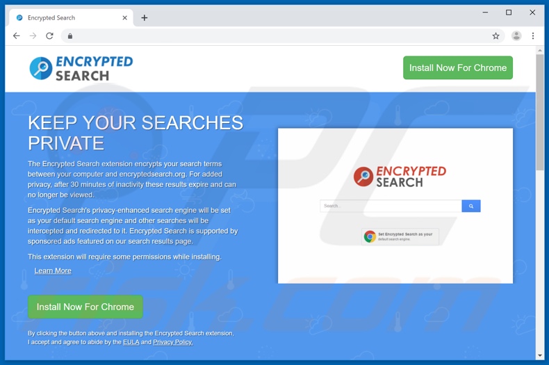 Sitio web utilizado para promover el secuestrador de navegadores 