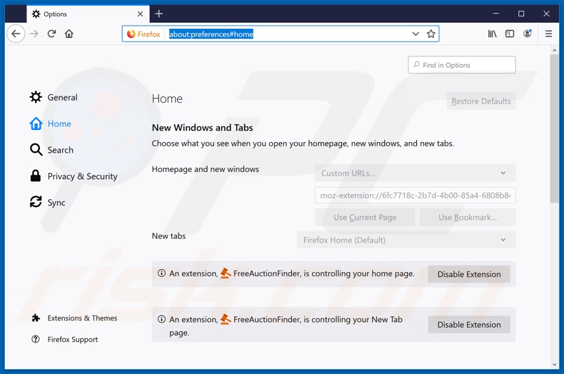 eliminar hp.myway.com de la página de inicio de Mozilla Firefox