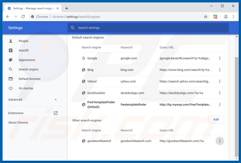 Eliminar hp.myway.com del buscador predeterminado de Google Chrome