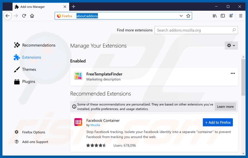 eliminar extensiones de Mozilla Firefox vinculadas a hp.myway.com