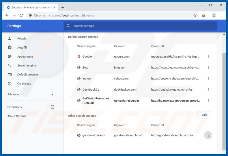 Eliminar hp.myway.com del buscador predeterminado de Google Chrome