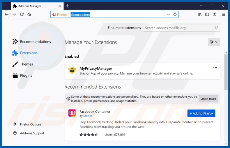 eliminar extensiones de Mozilla Firefox vinculadas a hp.myway.com