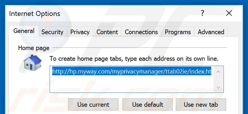 eliminar hp.myway.com de la página de inicio de Internet Explorer