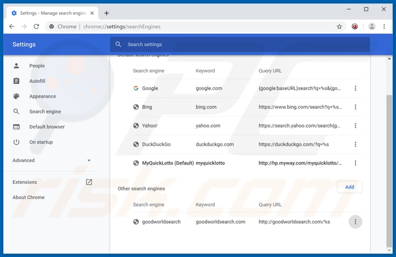 Eliminar hp.myway.com del buscador predeterminado de Google Chrome