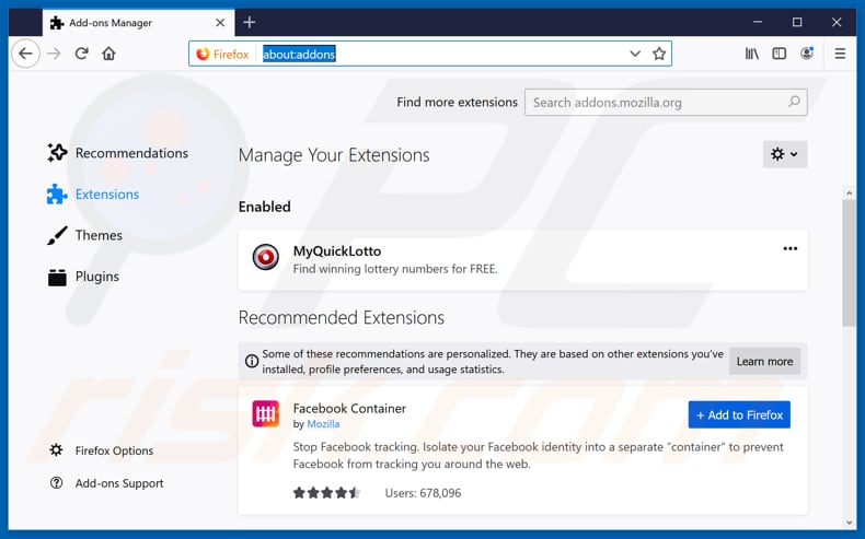 eliminar extensiones de Mozilla Firefox vinculadas a hp.myway.com