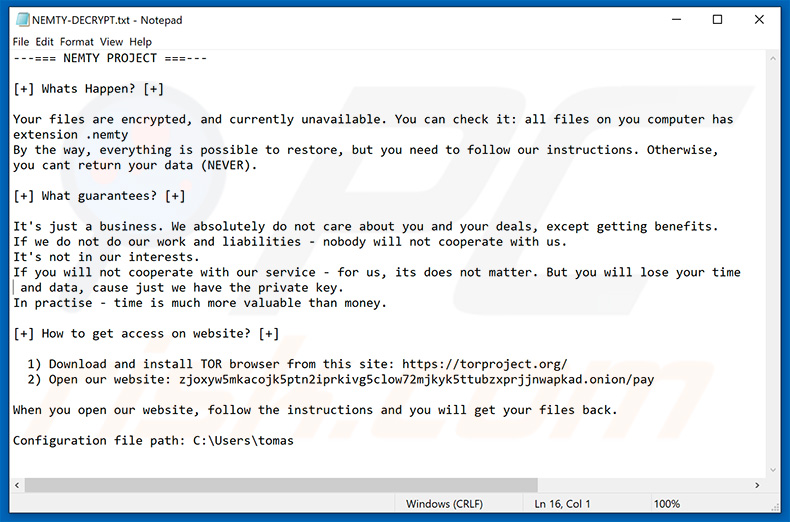 instrucciones para descifrar NEMTY PROJECT