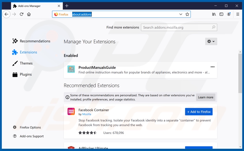 eliminar extensiones de Mozilla Firefox vinculadas a hp.myway.com