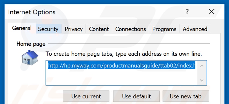 eliminar hp.myway.com de la página de inicio de Internet Explorer