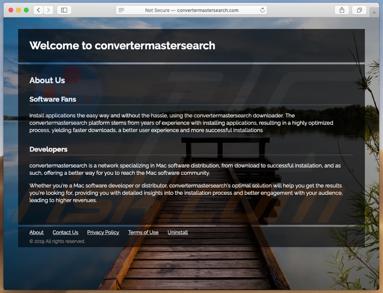 sitio web sospechoso usado para promocionar Search.convertermastersearch.com