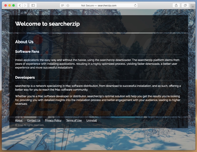 sitio web sospechoso usado para promocionar Search.searcherzip.com