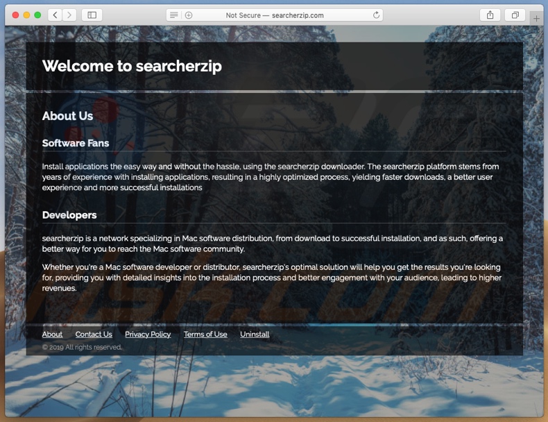 sitio web sospechoso usado para promocionar Search.searcherzip.com