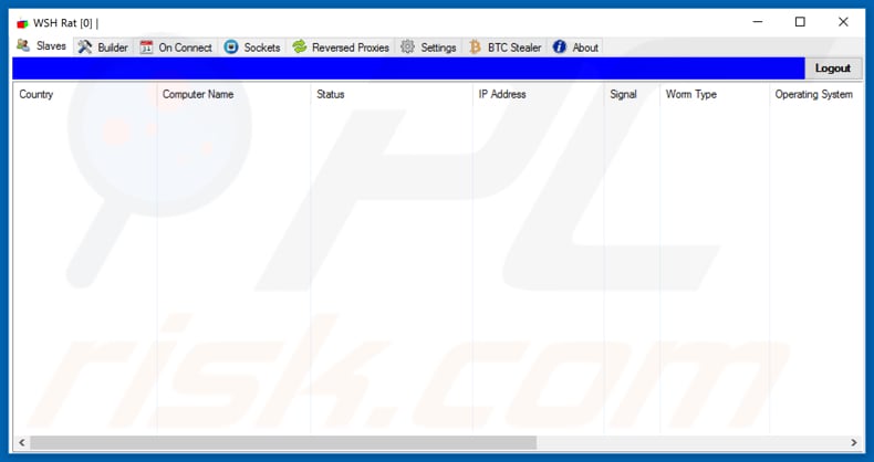 panel de administración WSH RAT