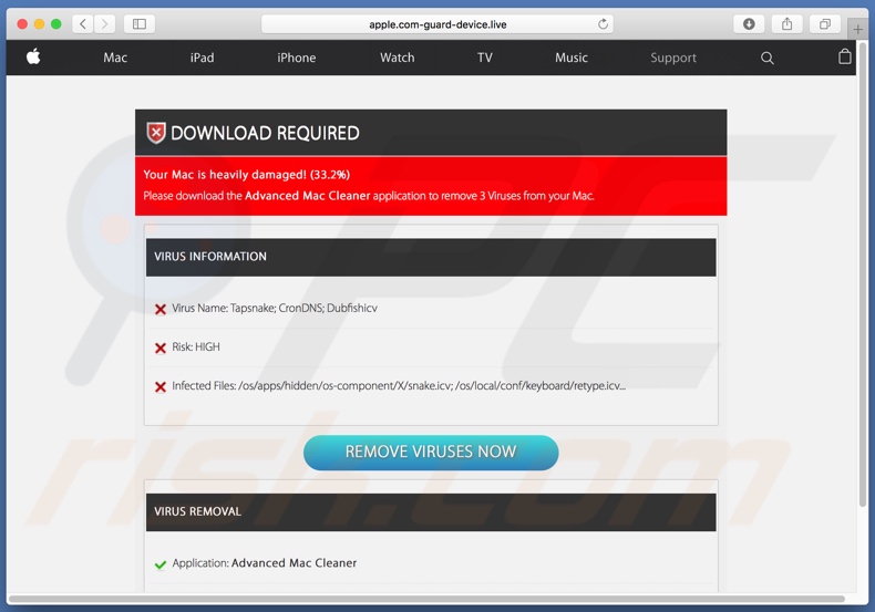 resultados falsos Apple.com-guard-device[.]live