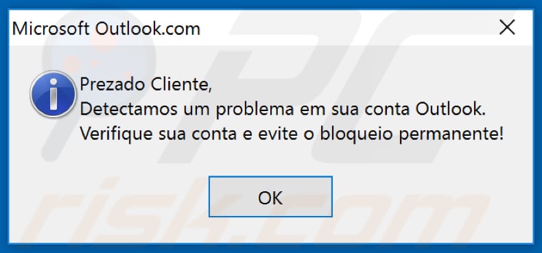 Falsa ventana emergente de Outlook de Casbaneiro