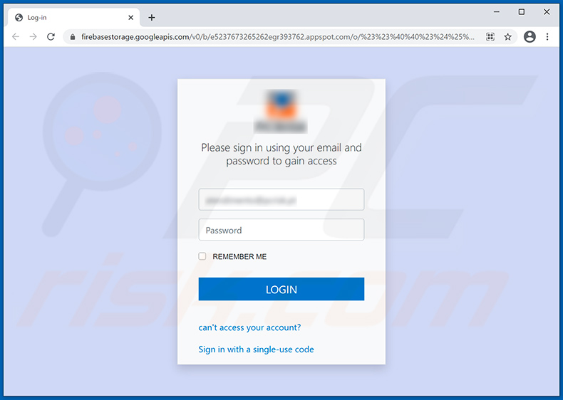 Sitio web de phishing promocionado a través de email no deseado con temática de 