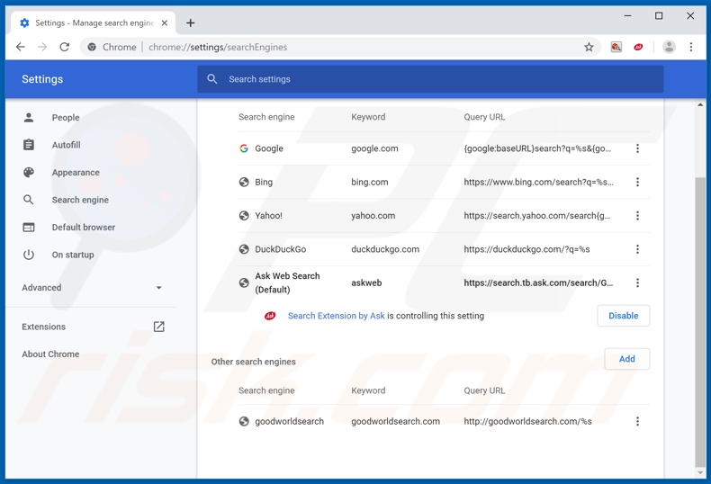 Eliminar hp.myway.com del buscador predeterminado de Google Chrome