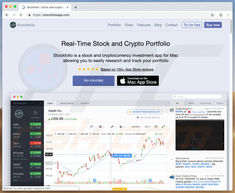 sitio web oficial de la app de trading Stockfolio