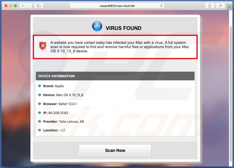 Mon-thu pide analizar el equipo MacOS en busca de virus