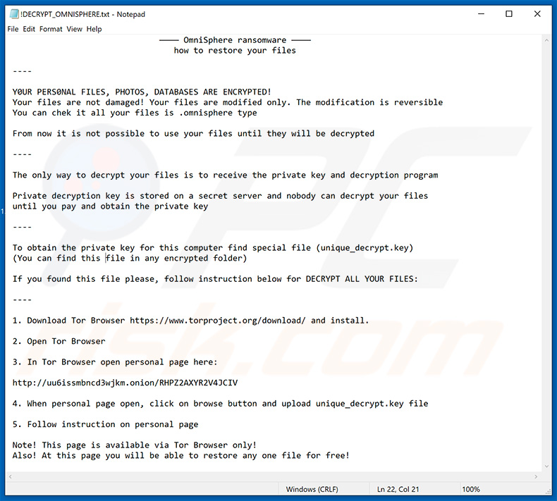 nota de rescate actualizada OmniSphere ransomware