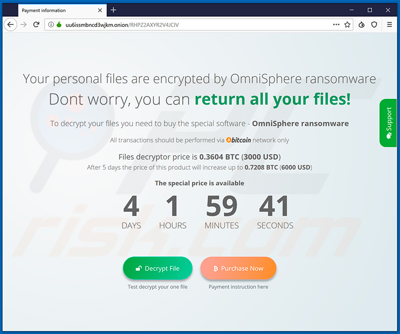 sitio web actualizado del ransomware OmniSphere