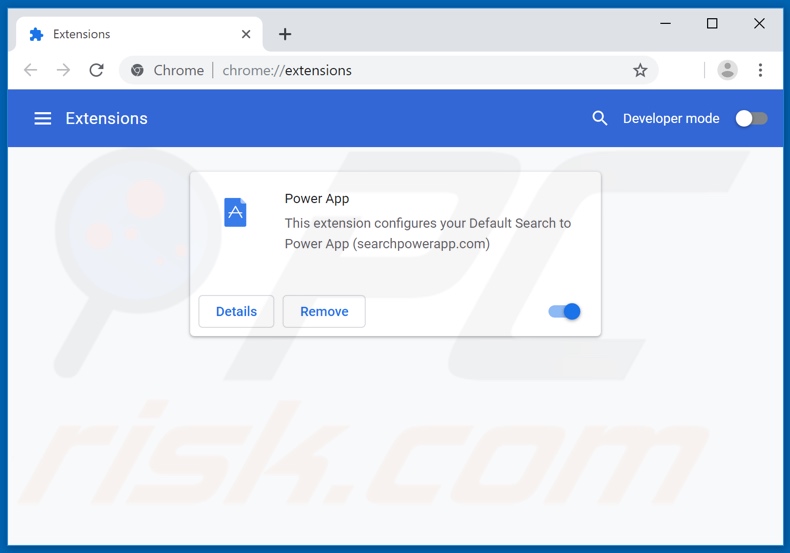 Eliminando las extensiones relacionadas a searchpowerapp.com de Google Chrome extensions
