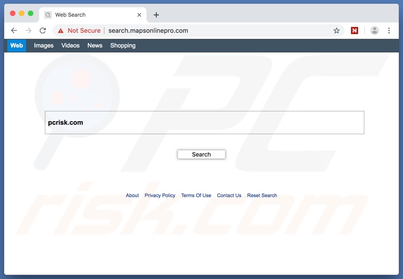 secuestrador de navegador search.mapsonlinepro.com en un equipo Mac