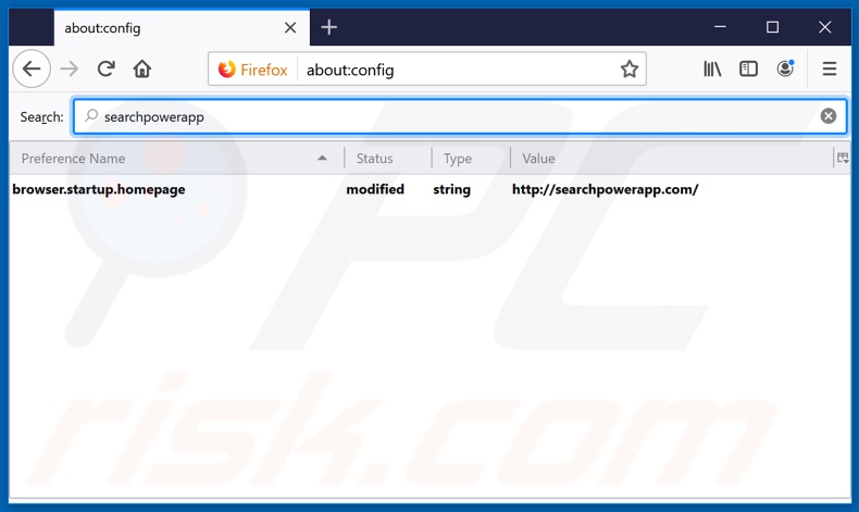 Eliminando searchpowerapp.com del motor de búsqueda por defecto de Mozilla Firefox