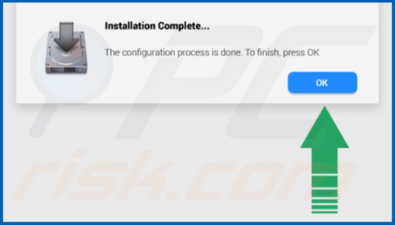 Ventana emergente mostrada una vez que se realiza la instalación de CustomStrategic