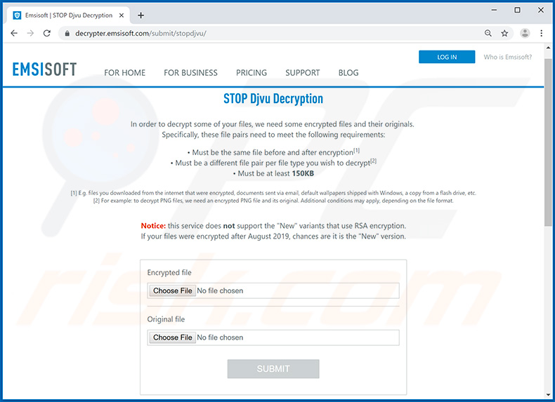 Djvu ransomware servicio de descifrado de Emsisoft