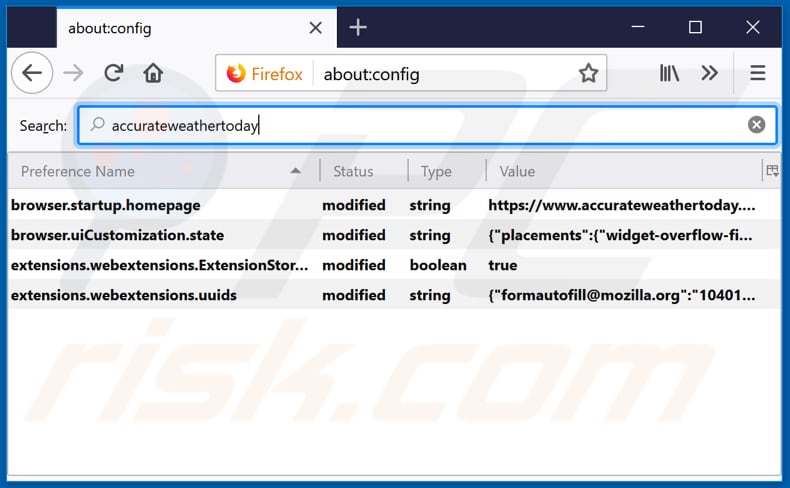 Eliminando accurateweathertoday.com del motor de búsqueda por defecto de Mozilla Firefox