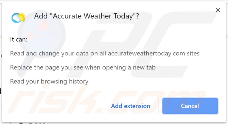 Accurate Weather Today solicitando permisos en Chrome