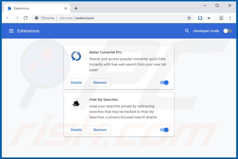 Eliminando las extensiones de Google Chrome relacionadas con search.betterconverterprotab.com