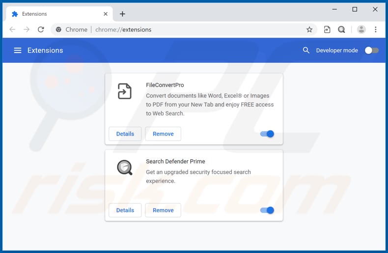 Eliminando extensiones relacionados a fileconvertpro.co de Google Chrome