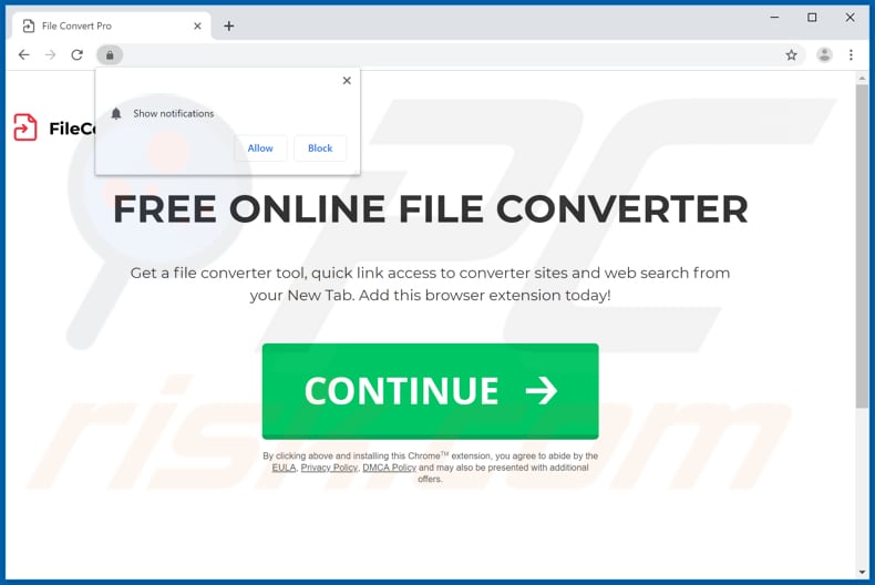 Sitio web usado para promover el secuestrador de navegadores FileConvertPro