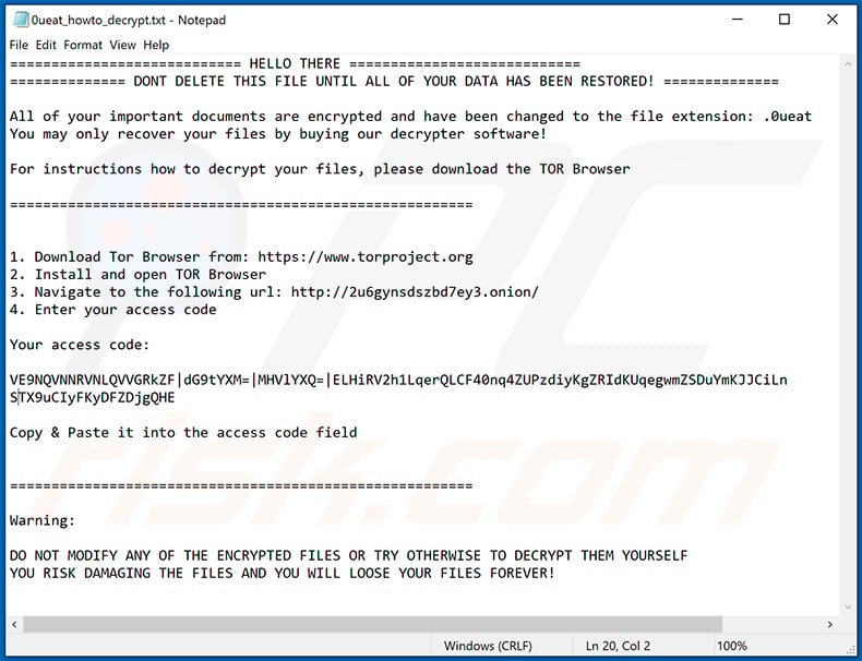 Nota de rescate actualizada del ransomware IS (Ordinypt)