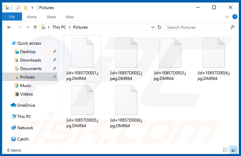 Archivos cifrados por el ransomware DMR64 (extensión .DMR64)