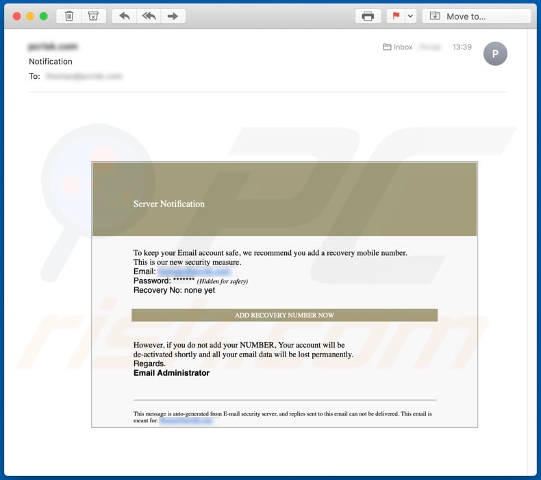 Campaña de spam phising de credenciales de email