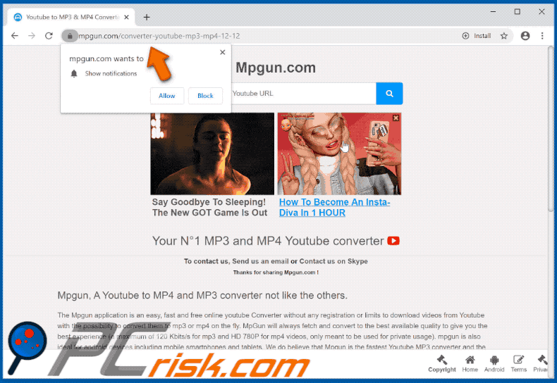 Mpgun.com redirige a un sitio falso que promueve VideoConverterHD
