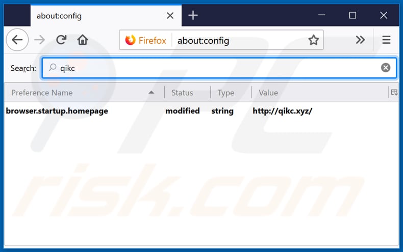 Eliminando qikc.xyz del motor de búsqueda predeterminado de Mozilla Firefox