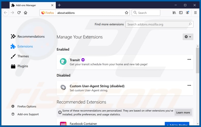 Eliminando las extensiones relacionadas a search.relola.com de Mozilla Firefox: