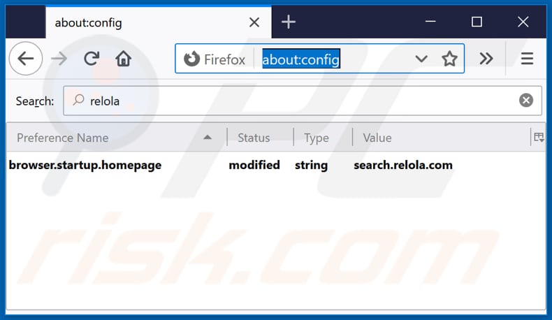 Eliminando search.relola.com del motor de búsqueda predeterminado de Mozilla Firefox