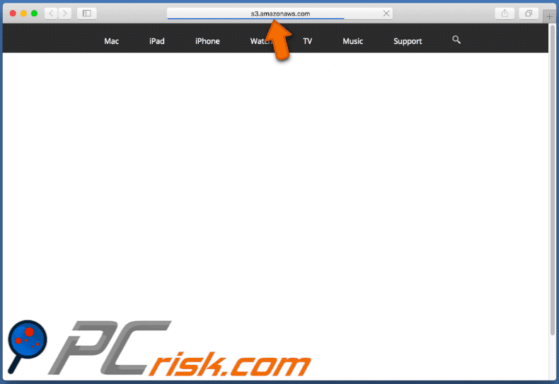 Apariencia de la estafa s3.amazonaws[.]com (GIF)