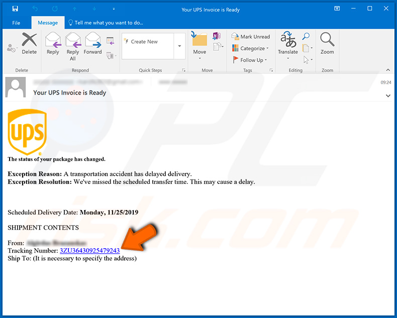 Campaña de spam por correo electrónico de UPS difundiendo Emotet