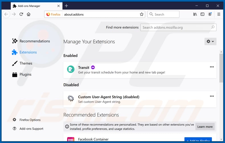 Eliminando las extensiones fraudulentas de Mozilla Firefox paso 2