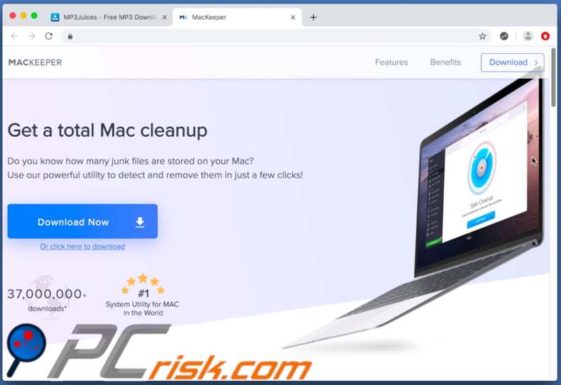 Mp3juices.cc redirige a la página de descarga de MacKeeper