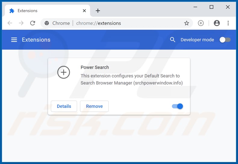 Eliminando las extensiones de Google Chrome relacionadas con srchpowerwindow.info
