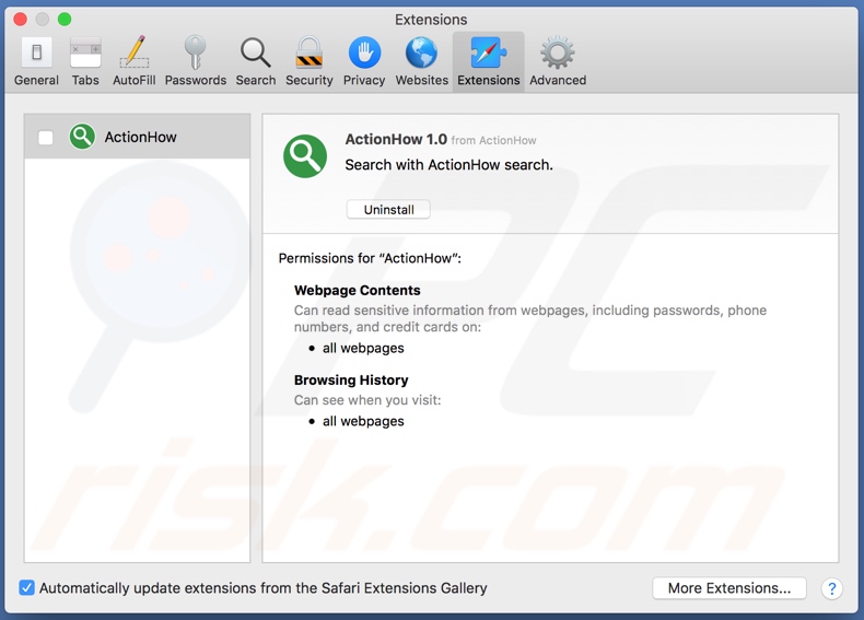 ActionHow adware en Safari