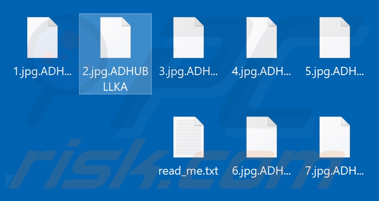 Archivos cifrados por el ransomware Adhubllka (extensión .ADHUBLLKA)